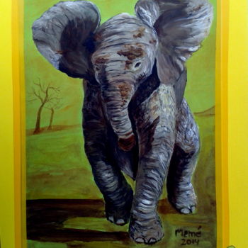 Pittura intitolato "jeune éléphant" da Marian Cobos, Opera d'arte originale, Acrilico