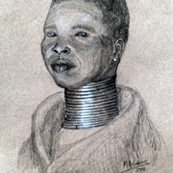 Pintura titulada "Femme du Zimbabwe" por Marian Cobos, Obra de arte original, Otro