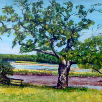 Painting titled "Au bord de la riviè…" by Marian Cobos, Original Artwork, Acrylic