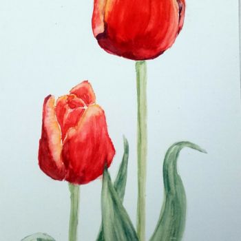 제목이 "Camarades Tulipes"인 미술작품 Marian Cobos로, 원작, 수채화