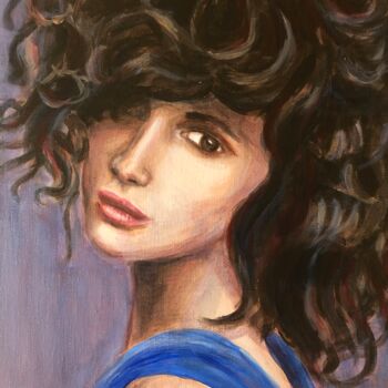 Peinture intitulée "Lady with curly hair" par Mariann Fodor-Kosztolányi, Œuvre d'art originale, Acrylique
