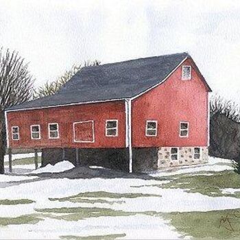 Pittura intitolato "Bucks County Barn" da Mariann Skears, Opera d'arte originale, Olio
