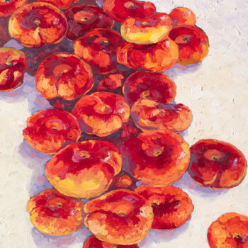Картина под названием "Персики. Часть II…" - Marianna Chayka, Подлинное произведение искусства, Масло Установлен на Деревянн…