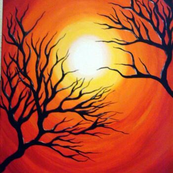 Painting titled "Orange Sunset" by Marianna Chiodo, Original Artwork