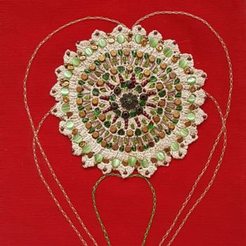 Textilkunst mit dem Titel "autumn-heart-48-x-3…" von Marianne Camus, Original-Kunstwerk