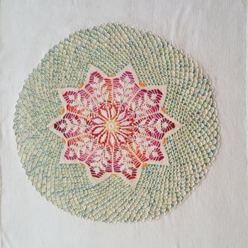 Art textile intitulée "summer-garden-115x1…" par Marianne Camus, Œuvre d'art originale