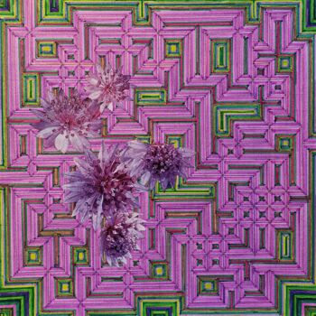 Peinture intitulée "labyrinthe aux fleu…" par Marianne Camus, Œuvre d'art originale, Marqueur