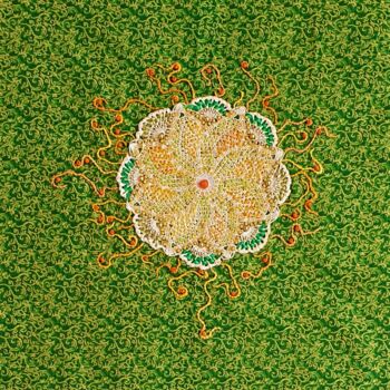 Textile Art titled "Une des mille fleurs" by Marianne Camus, Original Artwork, Embroidery