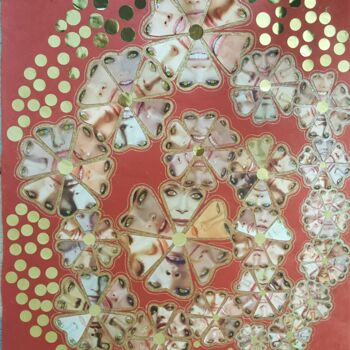 Collages titled "mandala collage dor…" by Marianne Camus, Original Artwork, Collages