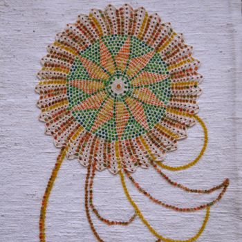 Textile Art titled "early-autumn-mandal…" by Marianne Camus, Original Artwork