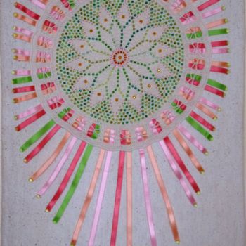 Textile Art titled "radiant-mandala.jpg" by Marianne Camus, Original Artwork