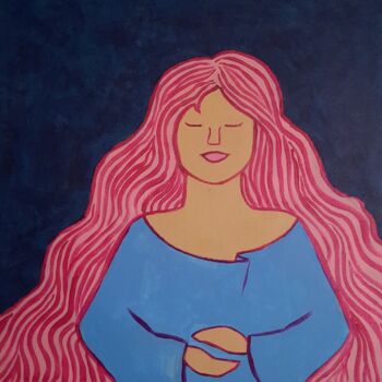Painting titled "Still goddess II" by Marianne Monto, Original Artwork, Acrylic Mounted on Wood Stretcher frame