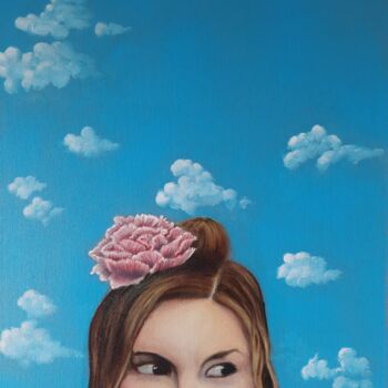 Painting titled "Clouds" by Marianne Monto, Original Artwork, Oil Mounted on Wood Stretcher frame