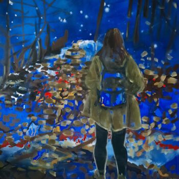 Malerei mit dem Titel "Night walk" von Marianne Simonin, Original-Kunstwerk, Acryl