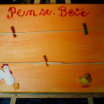 Painting titled "pense bete poulette" by Marianne, Original Artwork
