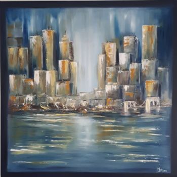 Painting titled "Manhattan" by Marianne Blanc, Original Artwork, Oil