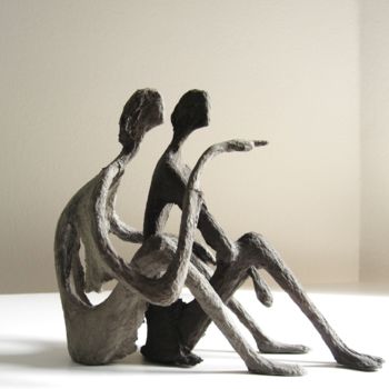 Sculpture titled "Lovers" by Marianne Roetzel, Original Artwork, Metals