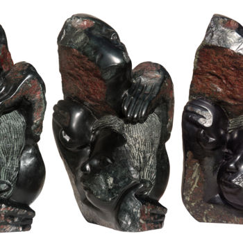 Скульптура под названием "" Fusion " (trois c…" - Marianne Monnoye-Termeer, Подлинное произведение искусства, Камень