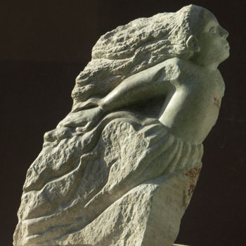 Skulptur mit dem Titel "libre comme le vent" von Marianne Monnoye-Termeer, Original-Kunstwerk, Stein