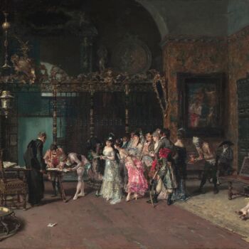 Pittura intitolato "The Spanish Wedding" da Mariano Fortuny, Opera d'arte originale, Olio