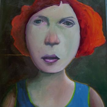 Pintura titulada "La cabeza encendida" por Mariano Sánchez, Obra de arte original