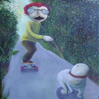 Painting titled ""Skateboarding"" by Mariano Sánchez, Original Artwork