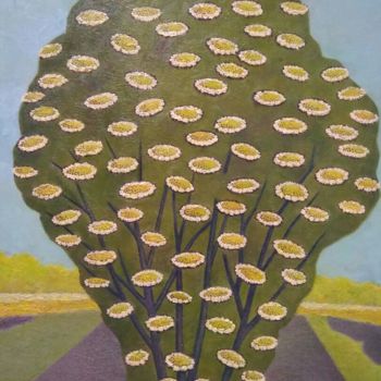 「Куст цветущей калины」というタイトルの絵画 Alexander Permyakovによって, オリジナルのアートワーク, オイル 段ボールにマウント