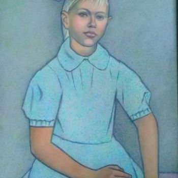 Картина под названием "Девочка с бантом" - Alexander Permyakov, Подлинное произведение искусства, Масло Установлен на картон