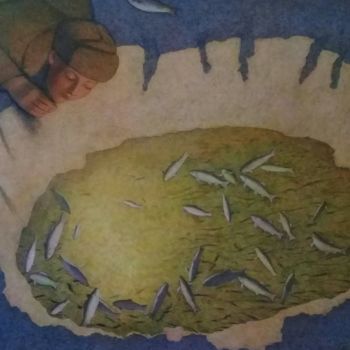 Картина под названием "Рыбачок" - Alexander Permyakov, Подлинное произведение искусства, Масло Установлен на Деревянная рама…
