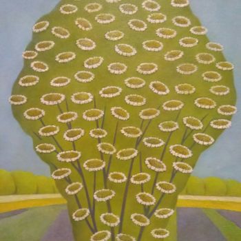 Картина под названием "Куст цветущей калин…" - Alexander Permyakov, Подлинное произведение искусства, Масло Установлен на ка…