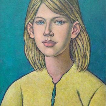 제목이 "Девочка в жёлтой ко…"인 미술작품 Alexander Permyakov로, 원작, 기름 판지에 장착됨