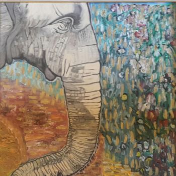 Pittura intitolato "elefante triste" da Matilde Dorè, Opera d'arte originale, Olio