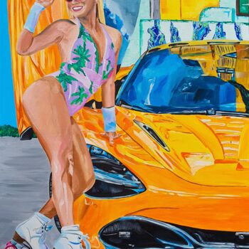 Malarstwo zatytułowany „McLaren at Miami” autorstwa Maria Sabrina Viviani, Oryginalna praca, Akryl Zamontowany na Drewniana…