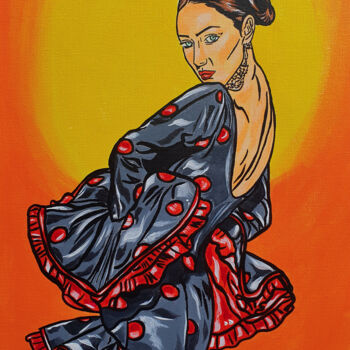 Pittura intitolato "Flamenco dress" da Maria Sabrina Viviani, Opera d'arte originale, Acrilico