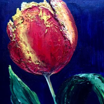 Painting titled "Tulip" by Maria Tinkoff, Original Artwork, Oil