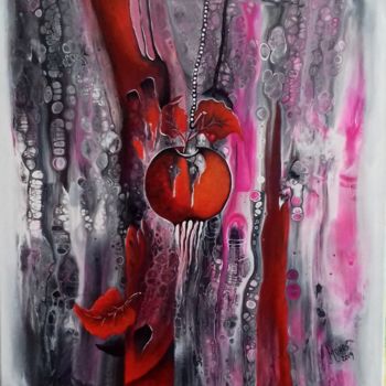Pintura intitulada "Marul Rosu abstract…" por Mariana Oros, Obras de arte originais, Acrílico Montado em Armação em madeira