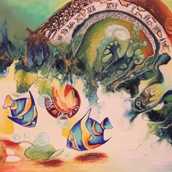 Pittura intitolato "Zodiacul Liric Pesti" da Mariana Oros, Opera d'arte originale, Acrilico Montato su Telaio per barella in…