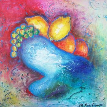 Peinture intitulée "FRUTERO AZUL" par Maribel Ruiz Figueras (M. RUIZ FIGUERAS), Œuvre d'art originale, Acrylique