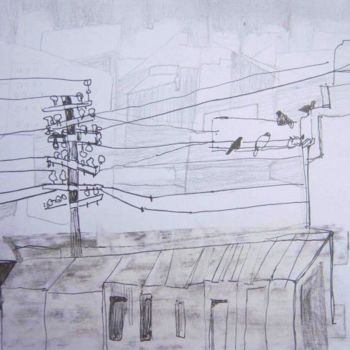 Dibujo titulada "estacion Villa Urqu…" por Maribel Don, Obra de arte original
