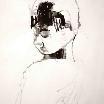 Dibujo titulada "Joven en su tinta +" por Maribel Don, Obra de arte original