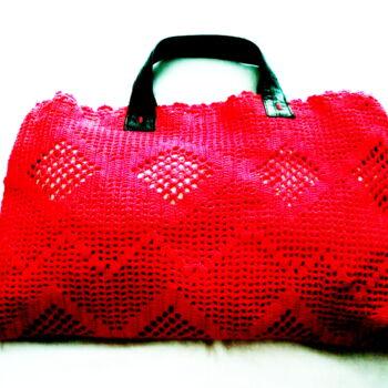 Textile Art titled "Sac au crochet moti…" by Maribo, Original Artwork, Textile fiber