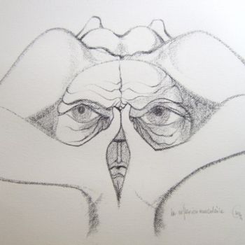 Drawing titled "Reflexion musculaire" by Bernard Maricau, Original Artwork