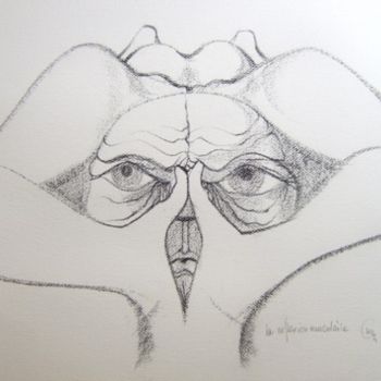 Dessin intitulée "Reflexion musculaire" par Bernard Maricau, Œuvre d'art originale