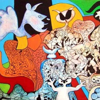 Peinture intitulée "Synchronie" par Bernard Maricau, Œuvre d'art originale, Huile