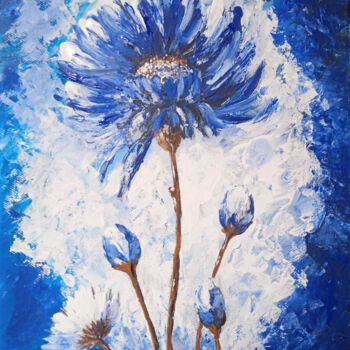 Painting titled "Blue flower" by Tatiana Feoktistova, Original Artwork, Acrylic