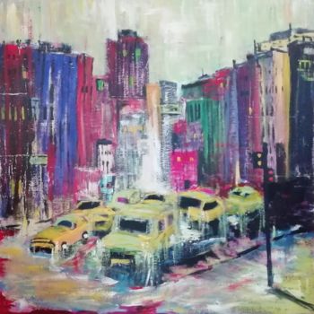 Painting titled "TAXI" by Marie Clementine Ambomo, Original Artwork, Acrylic