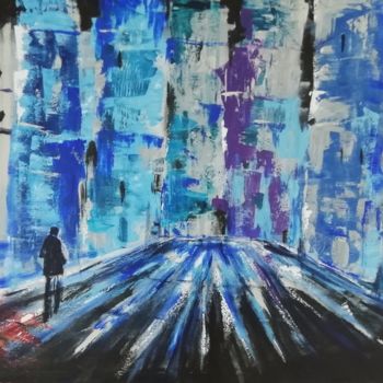 Painting titled "blue azur" by Marie Clementine Ambomo, Original Artwork, Acrylic