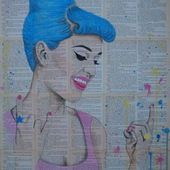 Painting titled "Rock'n'Roll Pin up" by Marie, Original Artwork, Acrylic