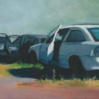 Painting titled "Traffic Jam" by Marie A Dubois, Original Artwork, Oil