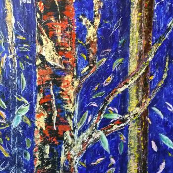 Painting titled "Arbres 1" by Marie-Agnès Dubois Lambert, Original Artwork, Acrylic